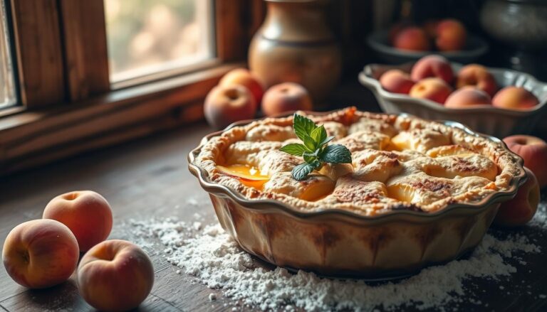 fresh peach cobbler with cake mix